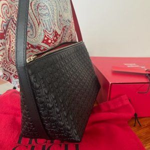 Authentic Carolina Herrera black Leather Baguette Bag